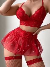 Sexy Red Lace Lingerie Set – Push-Up Bra & Sheer Panty